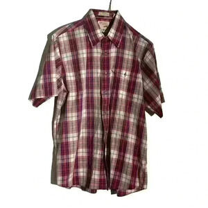 80’s VTG Large Shirt Fox Collection Red White Blue Plaid Short Sleeve